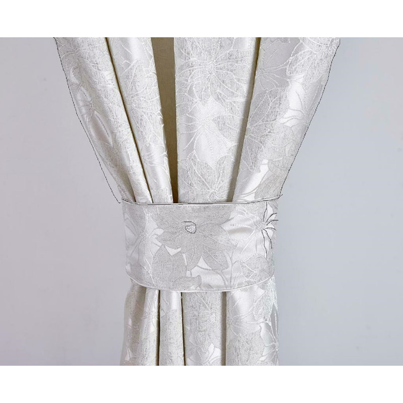 Dianelly Room Darkening Curtain Pair, Cream/White, 228cm Width x 274cm Drop