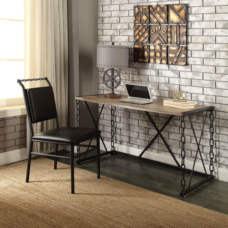 Rectangular Desk, Rustic Oak & Antique Black