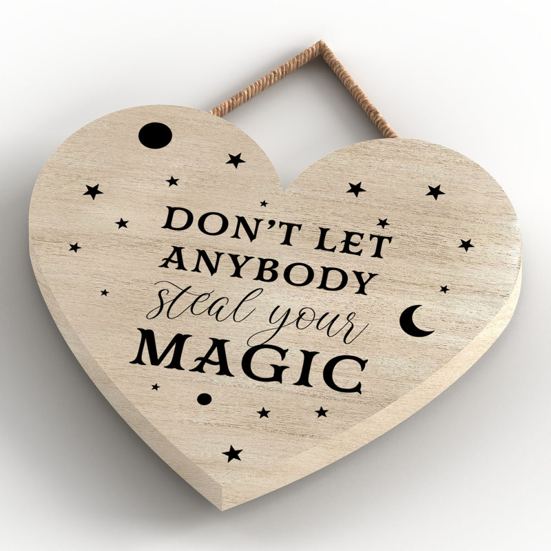 Witch Dont Let Anybody Wooden Heart Plaque, Brown, 10cm H x 9cm W x 0.5cm D