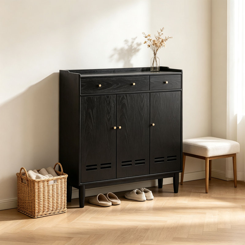 Armoire à chaussures American, 45.67"H x  47.24"W x  13.78"D, Black