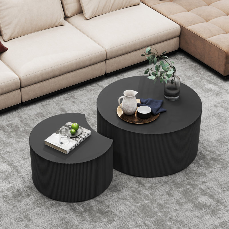 Ensemble de 2 tables basses gigognes rondes Fronnie, Noir