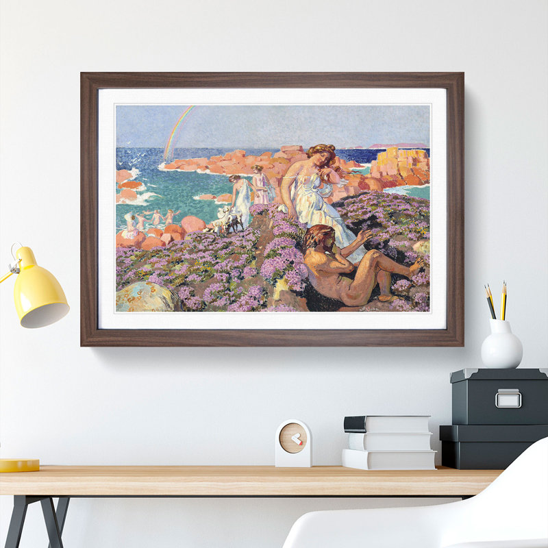 Ulysses with Calypso by Maurice Denis - Picture Frame Painting, Walnut Framed, 48cm H x 65cm W x 2cm D