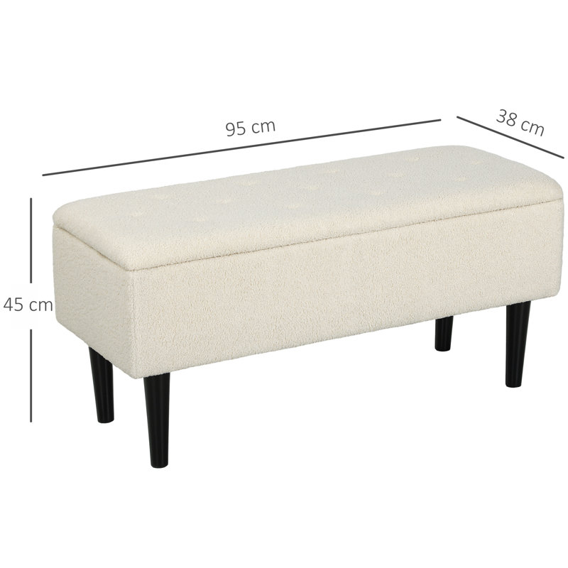 Perkin Polyester Upholstered Storage Bench, Cream