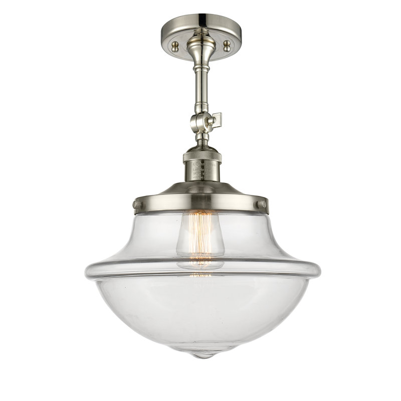 Plafonnier semi-encastré 1 lumière 12 po Baptiste, Ampoule non incluse, Transparent, Nickel poli