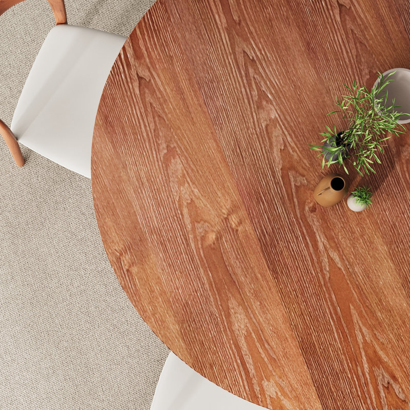Ensemble de salle à manger rond en bois massif Ikerne pour 2/4/6/8 personnes - 39"/43"/47"/53"/59", 7 Pieces: Table, 6 Chairs