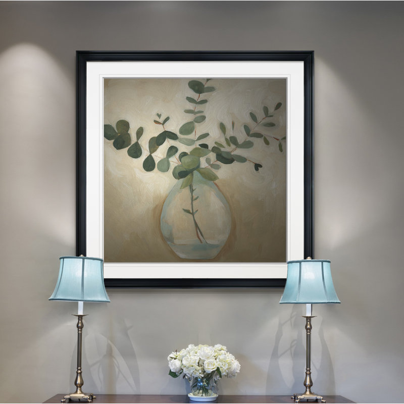 " Greenery Still Life III ", 28" H x 28" W, Framed Print, Black