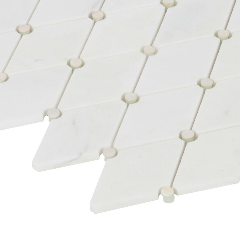 11.5" x 12.75" Marble Mosaic Tile, White/Pearl