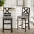 Fabiola 25'' X-Back Solid Wood Fabric Upholstered Bar & Counter Stool with Footrest-1456293042