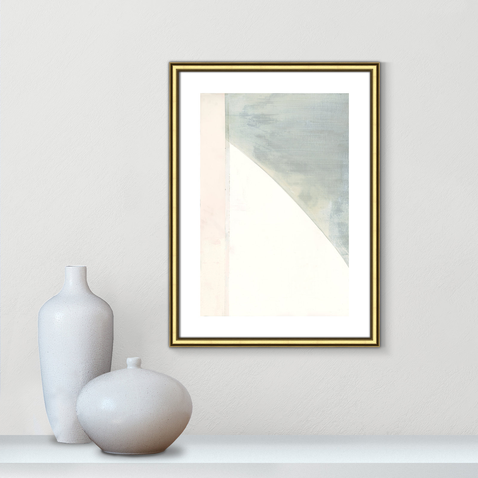 Alexandria "In Neutral I" Painting by Cartissi, Gold Framed Paper, 23" H x 17" W x 0.88" D
