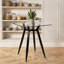Table de comptoir carrée en verre avec pieds en acier noir, sièges 4, style Mid-Century moderne, plateau en verre transparent, 30 po x 30 po