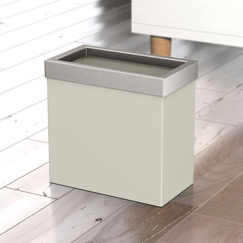Couvercle de poubelle rectangulaire ouvert 3,18 gallons en acier inoxydable Elevate, Perle mat / nickel satiné