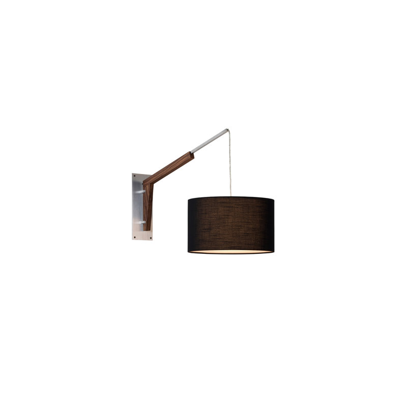 Bras pivotant à 1 lumière Talea, Aluminium brossé / noyer, Armaretto noir