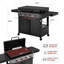 Royal Gourmet 4-Burner Propane Gas Griddle with Hood, Black