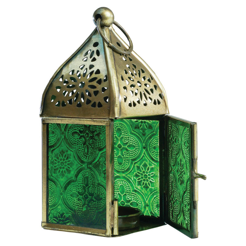 Mini lanterne carrée en verre, Vert