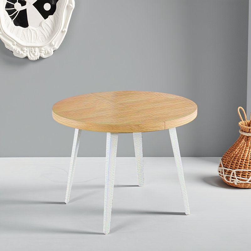 Table extensible multifonctionnelle - Pieds en MDF et table basse, Blanc, Bois de chêne