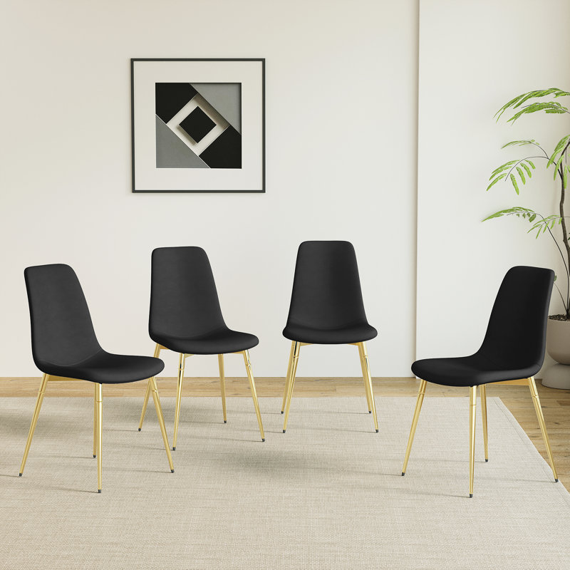 Chaise d'appoint en velours 19,3 po H , Noir, Doré