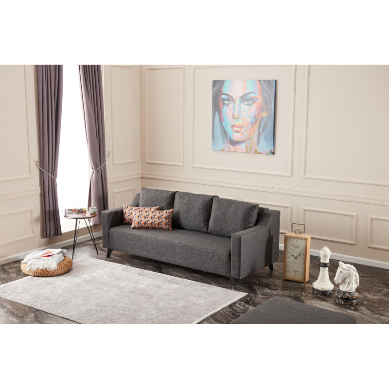 Canapé rembourré Armanda, Mélange de coton gris anthracite