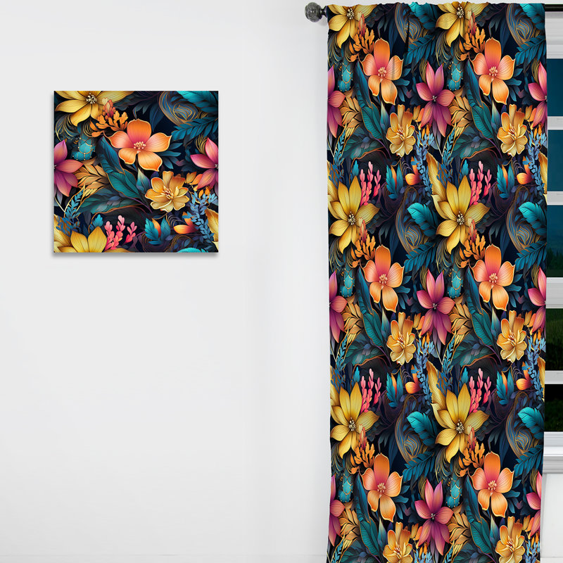 Motif botanique Moroccan Oasis Ii - rideau en velours bohémien - obscurcissant - 1 panneau, L 52 po x L 108 po