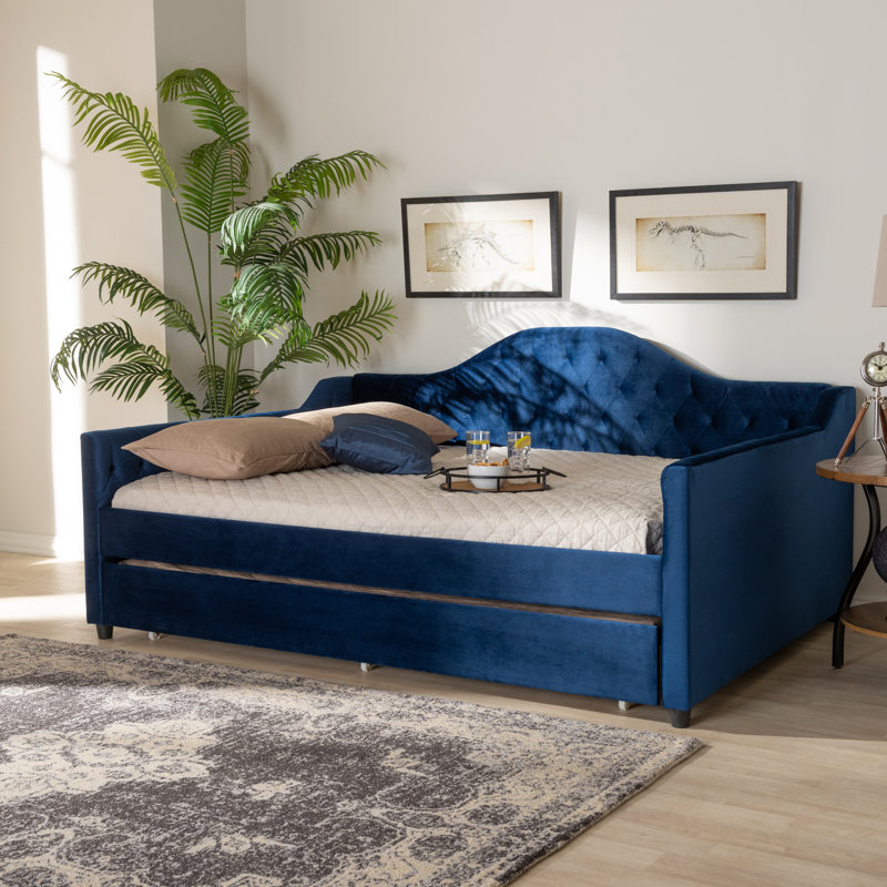 Dania Upholstered Daybed, Navy Blue, Queen