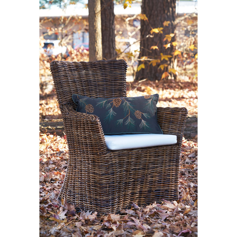 Pine Branch Pattern Indoor/Outdoor Lumbar Pillow