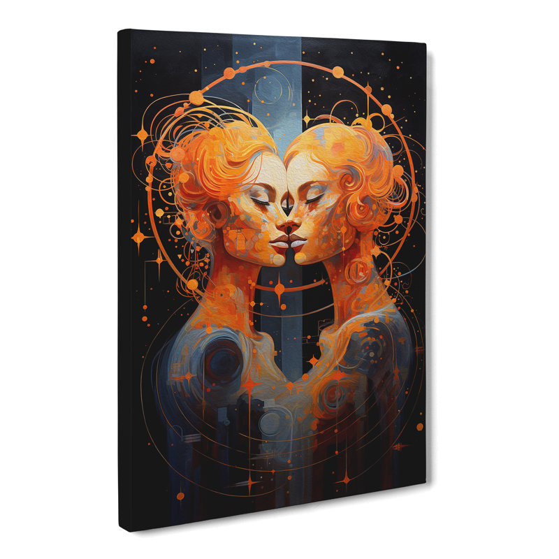 Gemini Zodiac Contemporary No.3 - Wrapped Canvas, 60cm H x 40cm W x 3cm D