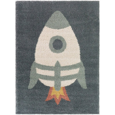 Nova Navy Kids Rocketship Area Rug