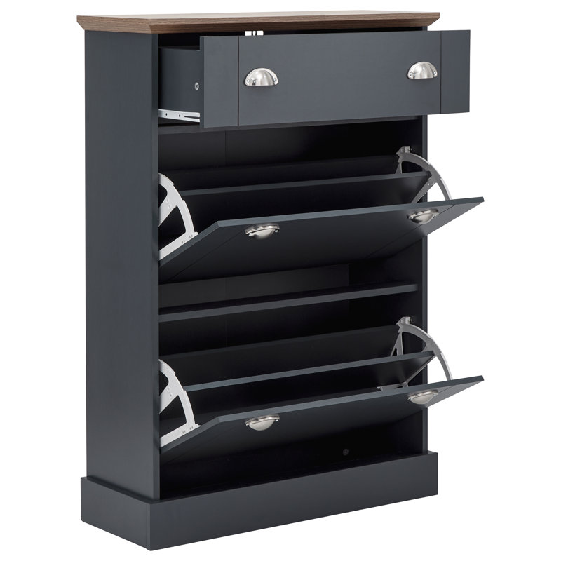 Brielle 12 Pair Shoe Storage Cabinet, Slate Blue