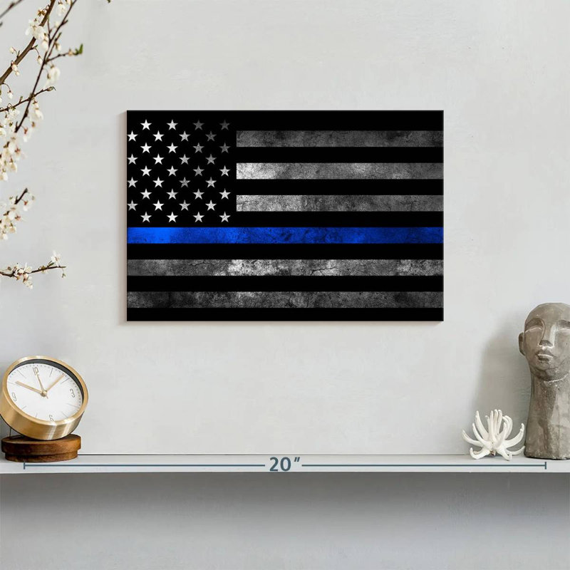 Police Flag Canvas Print, 8" H x 12" W x 1" D