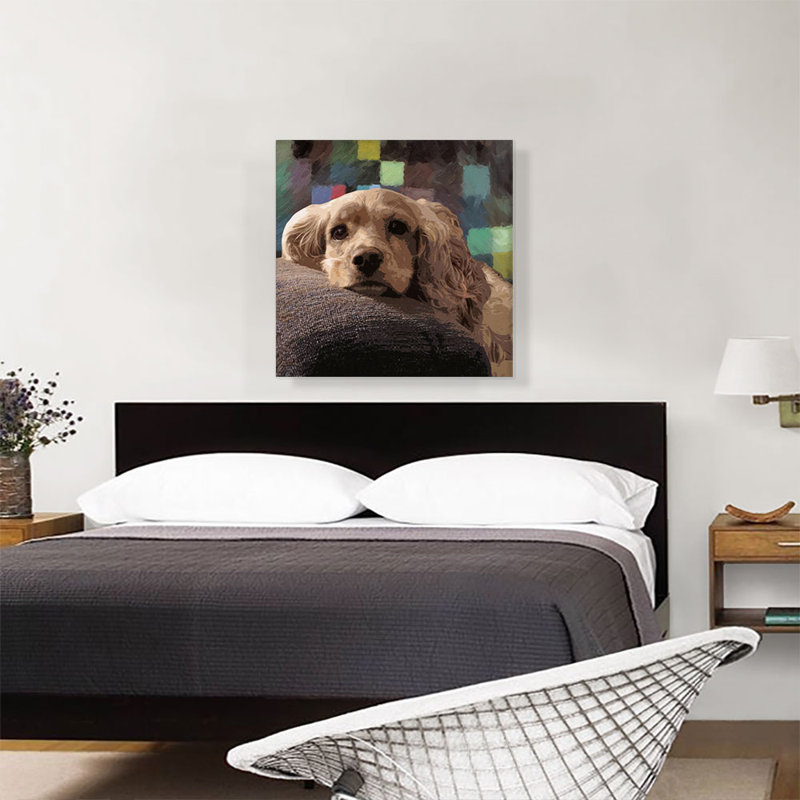 American Cocker Spaniel Dog Breed Squares - reproduction d'art sur toile tendue, H 26 po x l 26 po x P 0,75 po