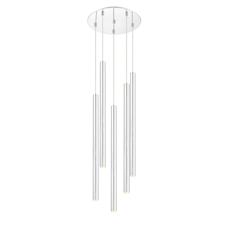 Bowning 5 - Light LED Cluster Pendant, Chrome