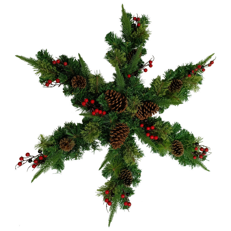 Couronne de Noël en forme de flocon de neige artificiel 32 po