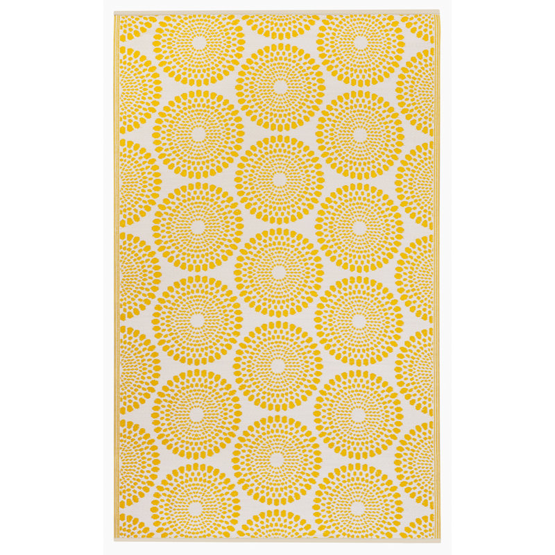 Tapis d'extérieur paille en plastique imperméable Oliviera, Rectangulaire 3 pi x 5 pi, Rio - Jaune
