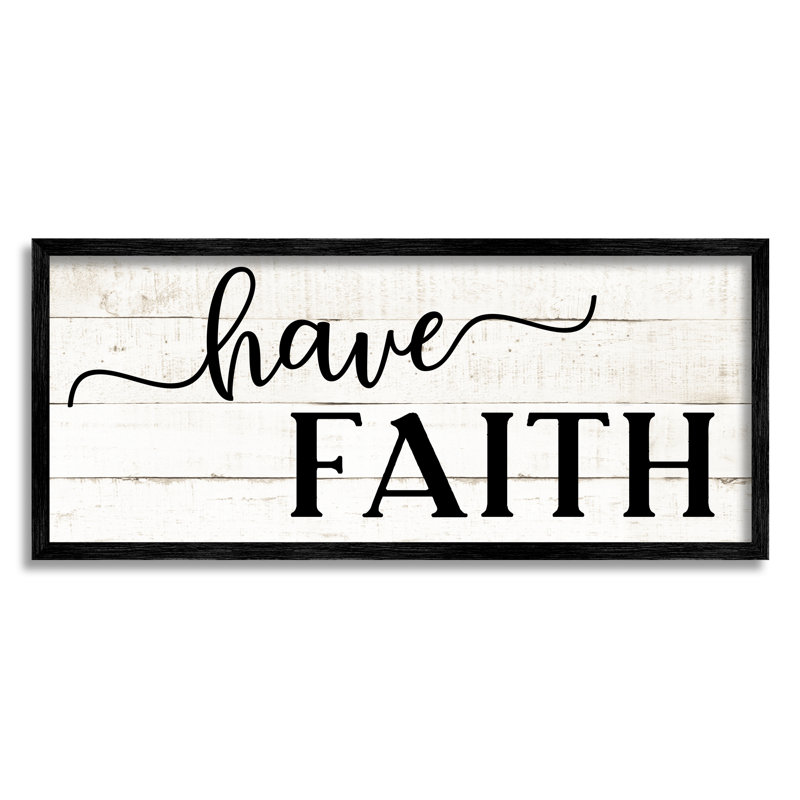 «Have Faith», motif de planches de campagne, Giclée encadrée noir minuit, H 10 po x l 24 po