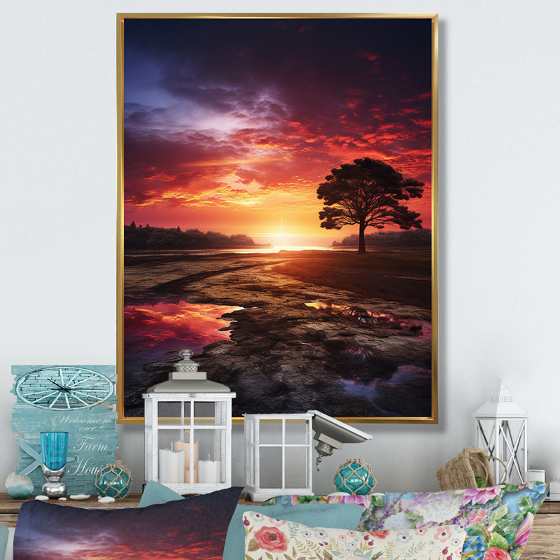 «Bakersville Sunrise a New Startning», reproduction sur toile, H 20 po x l 12 po x P 1 po, Cadre flottant doré