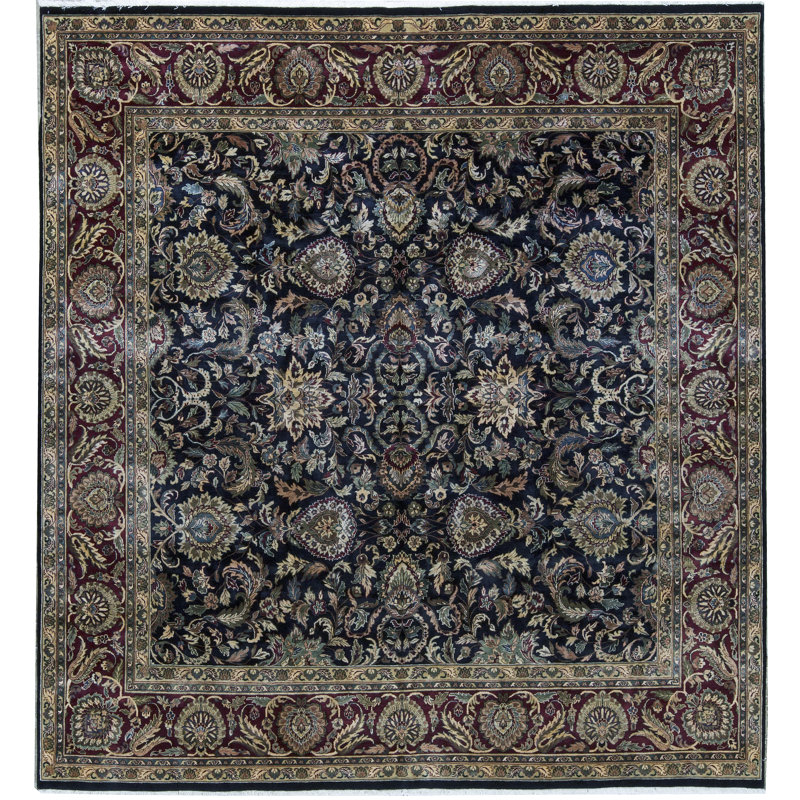 Hand-Knotted High-Quality Blue and Brown Area Rug