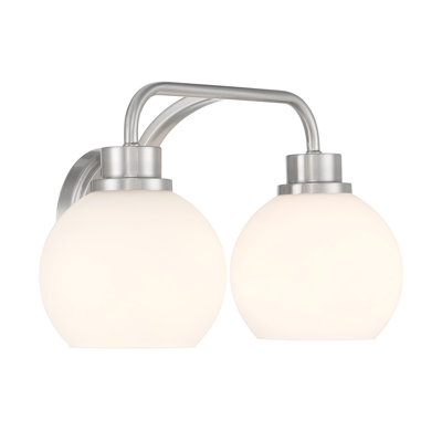 Luminaire pour meuble-lavabo de salle de bain 2 lumières Meridian en nickel brossé