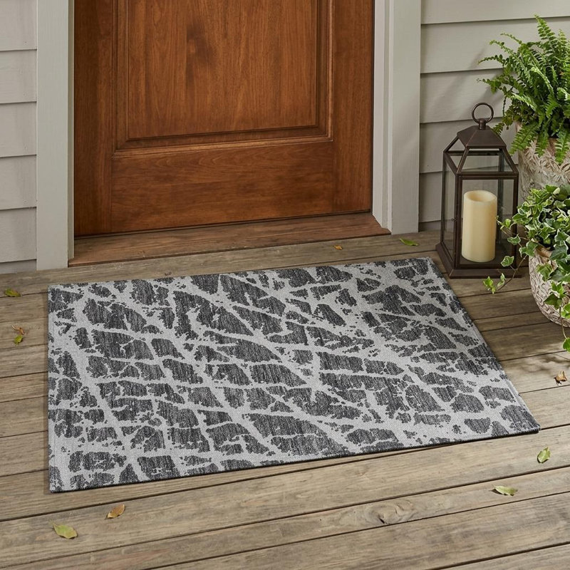 Tapis d'extérieur gris anthracite lavable antidérapant 2 pi x 3 pi