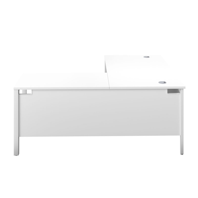 Buariki L-Shaped Metal Base Executive Desk, Right Hand Return, 73cm H x 180cm W x 180cm D, White/White