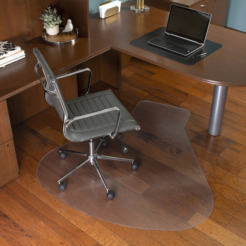 Tapis de chaise rigide pour usage intensif, forme de poste de travail 54 po x 60 po, transparent, L 66 po x P 60 po