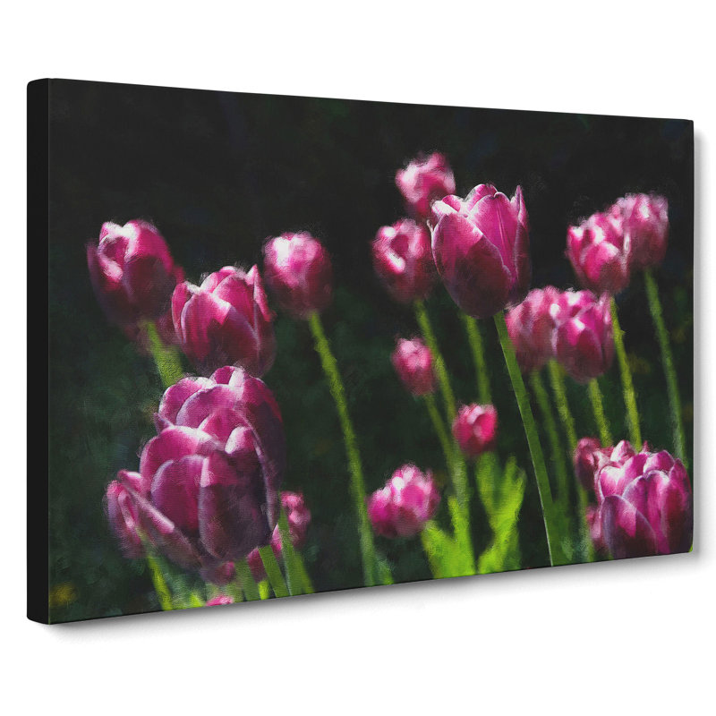 Pink Tulip Flowers - Wrapped Canvas Print, 40cm H x 60cm W x 3cm D