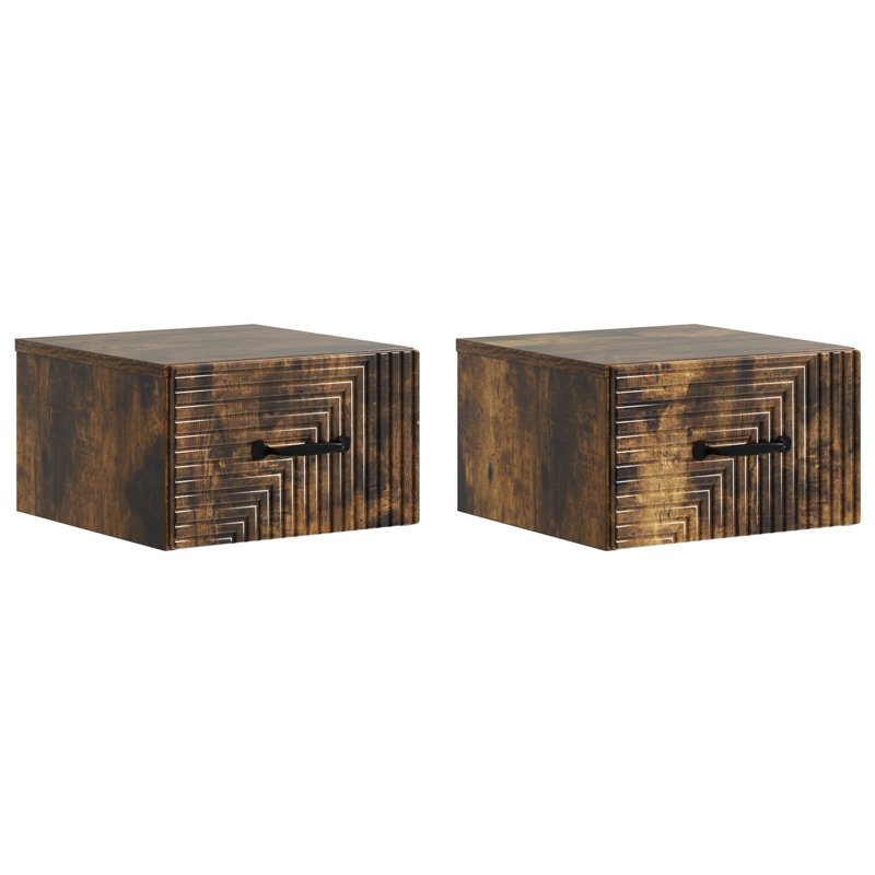 34.5cm W Manufactured Wood Bedside Table, Smoked Oak