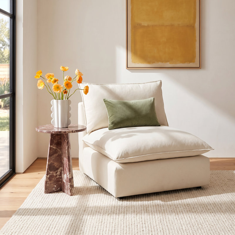 Ellaria Armless Chair, Natural Polyester