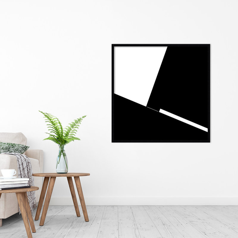 «Geometric Black and White» par Gilbert Claes, reproduction d'art encadrée sur bois, Cadre noir, H 33 po x l 33 po x P 1 po