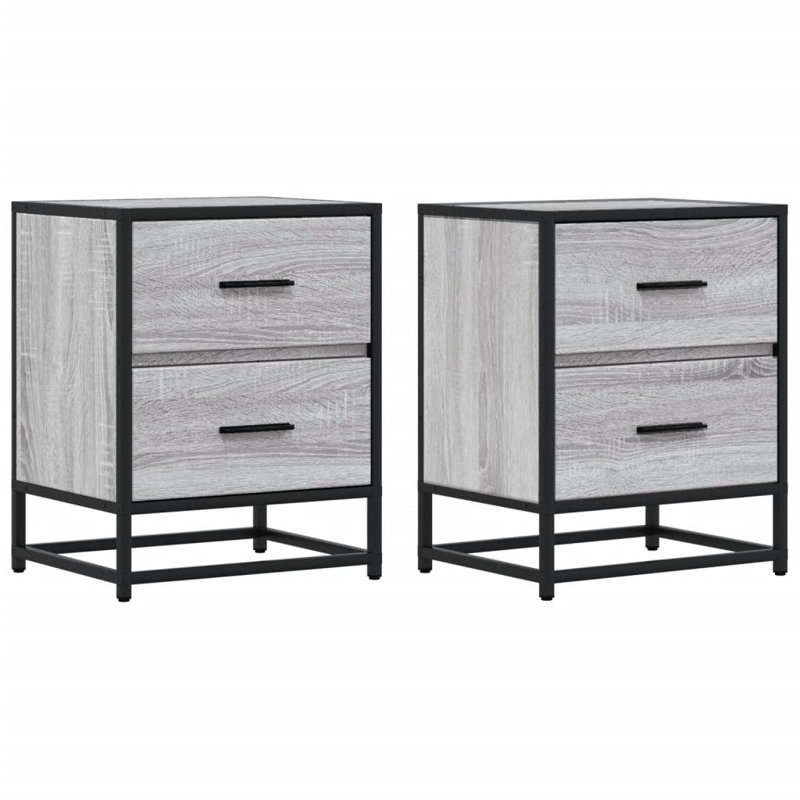 Armoire de chevet vidaXL Bois d'ingénierie, acier, Sonoma gris