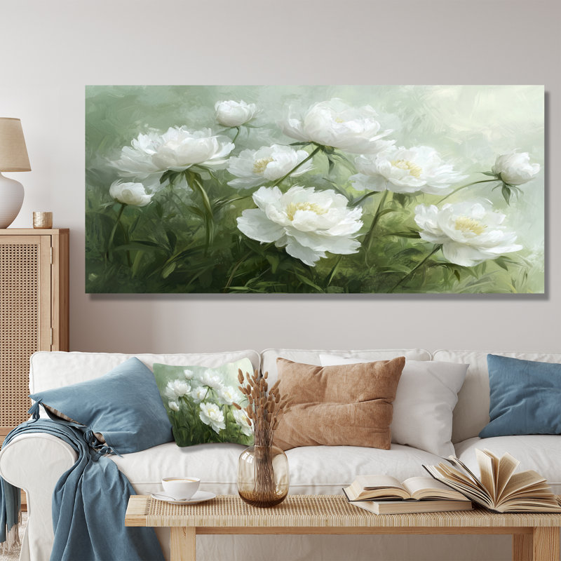 Velvet Petals Of Peony Harmony II - Pivoines, reproductions encadrées, 12" H x 20" W, Toile tendue