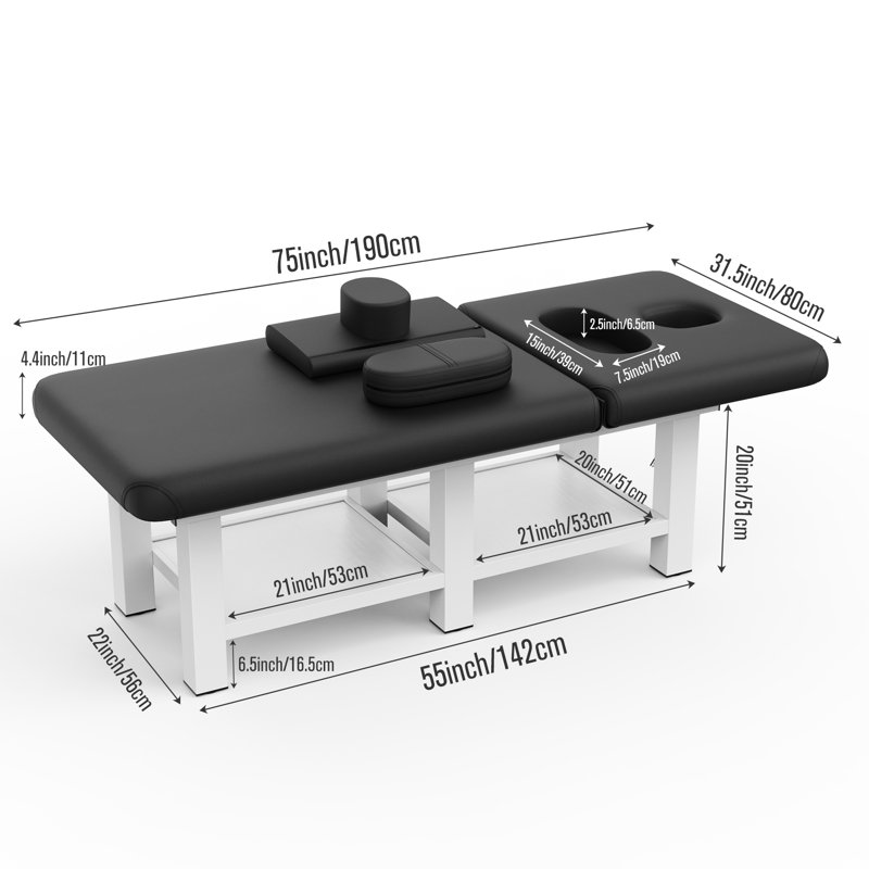 Emrik Professional Massage Table 75 Inch Adjustable Bed Lash Bed Physical Therapy Table with Metal Legs