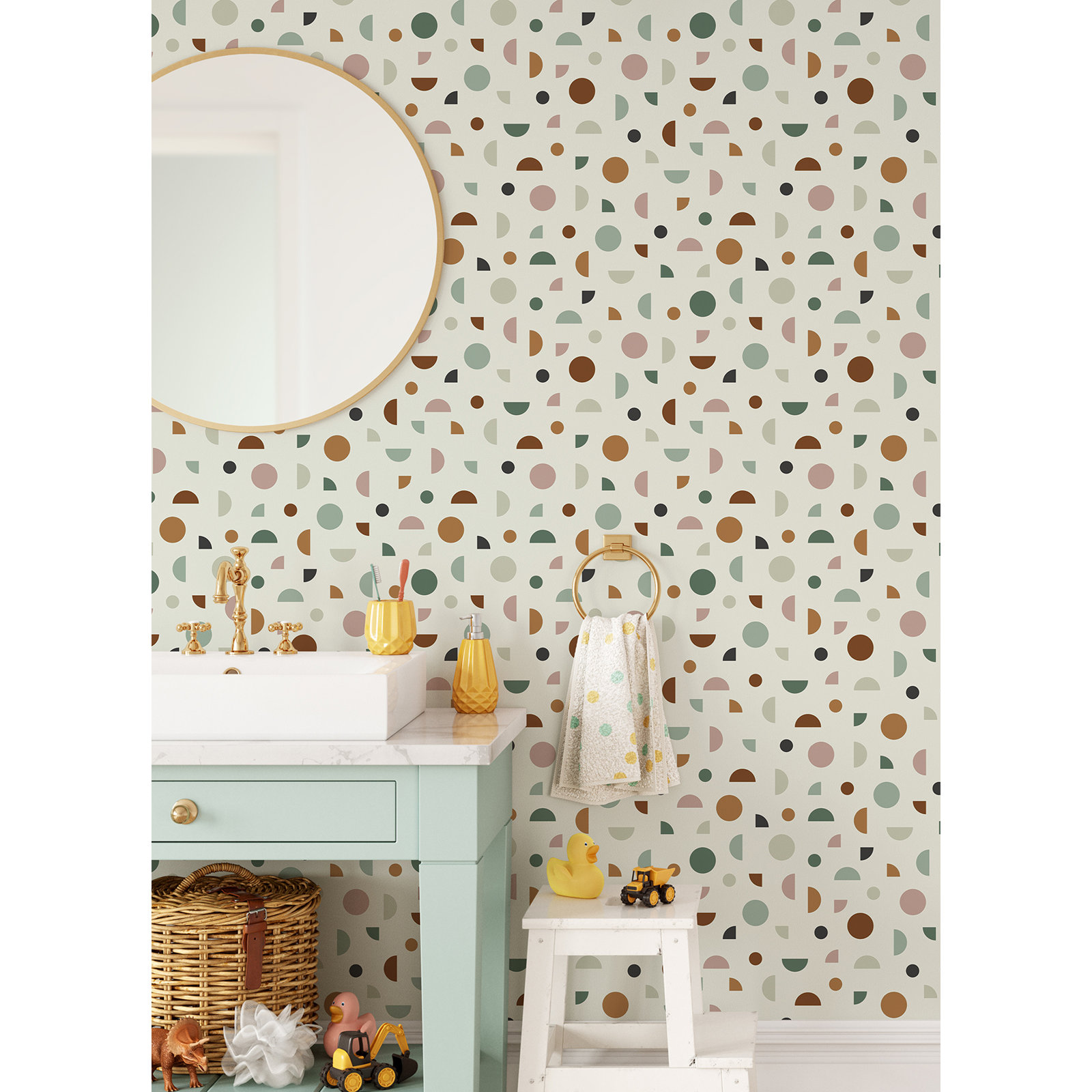 Newark Mid-Century Geometric Wallpaper, Gray