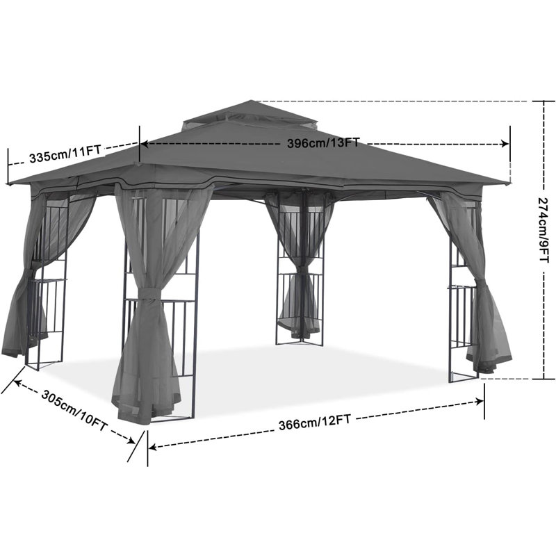 Metal Canopy, 13' W x 11' D, Gray