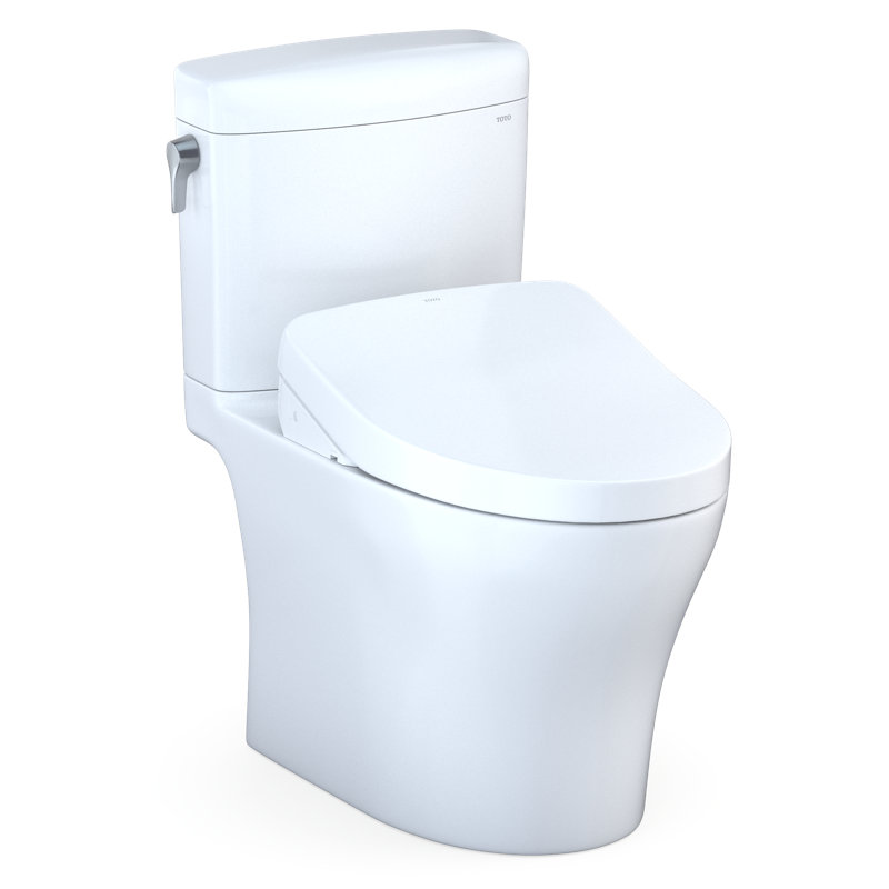 Toilette allongée deux pièces à double chasse 1,28 et 0,9 GPF TOTO® WASHLET® + Aquia IV® avec siège de bidet S500e, blanc coton