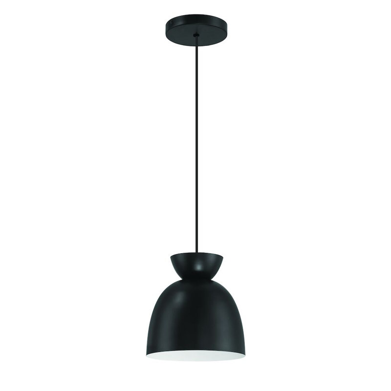 Avey Single Light Metal Pendant, 7.5" H x 7.5" W x 7.5" D, Flash Black